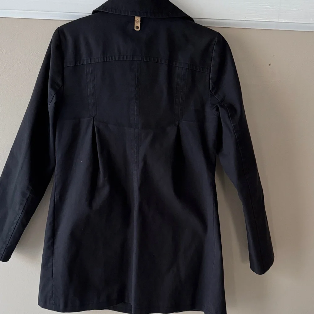Mackage Women's Black Trim Leather Trench Coat - Picture 5 of 16